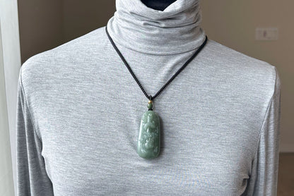 Certified Natural Qiemo Blue Nephrite Jade Carved Dragon Pillar Pendant, 天然且末蓝龙盘柱吊坠