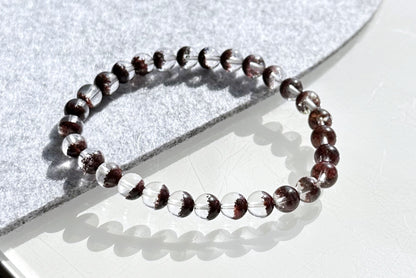6.5mm,+ Certified High Grade Natural Red Phantom Quartz Bracelet, Treasure Bowl Red Phantom Quartz Bracelet, 天然聚宝盆红幽灵水晶手串