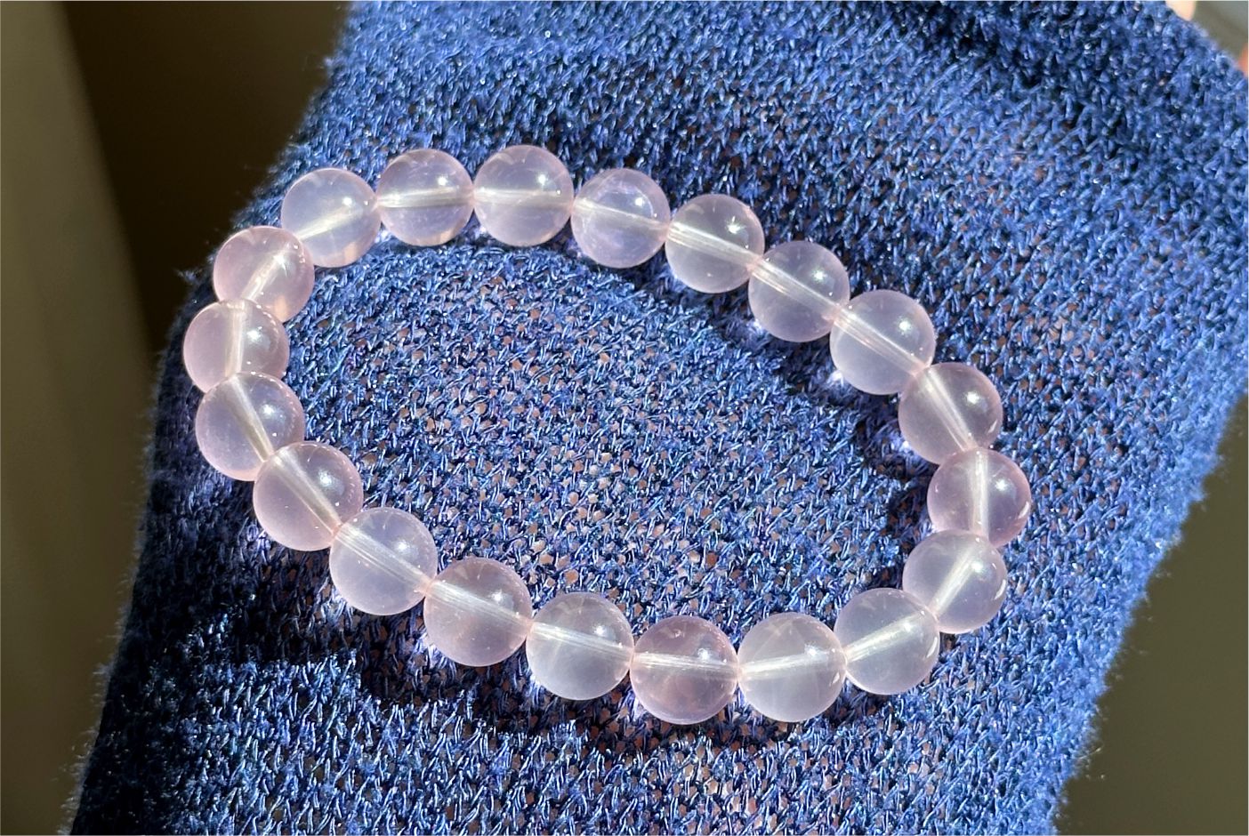 9.5mm+, Certified Natural High Quality Madagascar Jelly Rose Quartz Beads Bracelet, High Clarity Soft Pink Rose Quartz Bracelet, 天然果冻马粉水晶手串