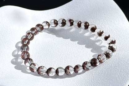 6.5mm,+ Certified High Grade Natural Red Phantom Quartz Bracelet, Treasure Bowl Red Phantom Quartz Bracelet, 天然聚宝盆红幽灵水晶手串