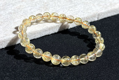 7.6mm+, Certified High Grade Natural gold rutilated quartz bracelet, Genuine Gold Rutilated Quartz, Rutilated Quartz bracelet, 天然白水体金发晶手串