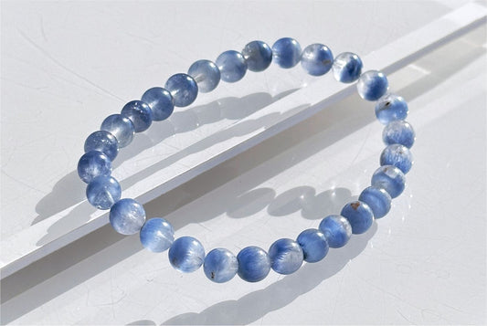 6.5mm+, Certified Rare Find Natural Treasure Bowl inclusion Blue Dumortierite Beads Bracelet, 天然收藏级聚宝盆蓝线石蓝绒晶手串