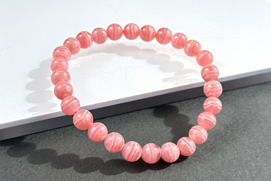 6.7mm+, Certified Natural Argentina Rhodochrosite Bracelet, Argentina Rhodochrosite Beads Bracelet, 天然阿根廷红纹石手串
