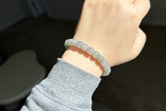9mm, Certified Natural Smoky Purple Nephrite Jade Beads Bracelet, 天然烟紫和田玉直切手串