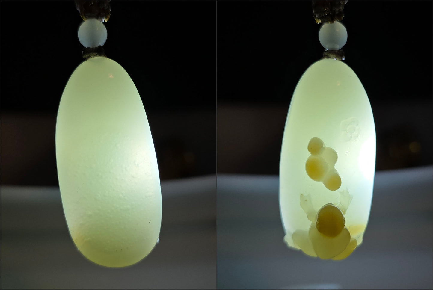 Certified Natural Warm White Nephrite Jade Hand-Carved Frog Pendant, 天然且末暖白带糖手工雕刻呱呱来财吊坠