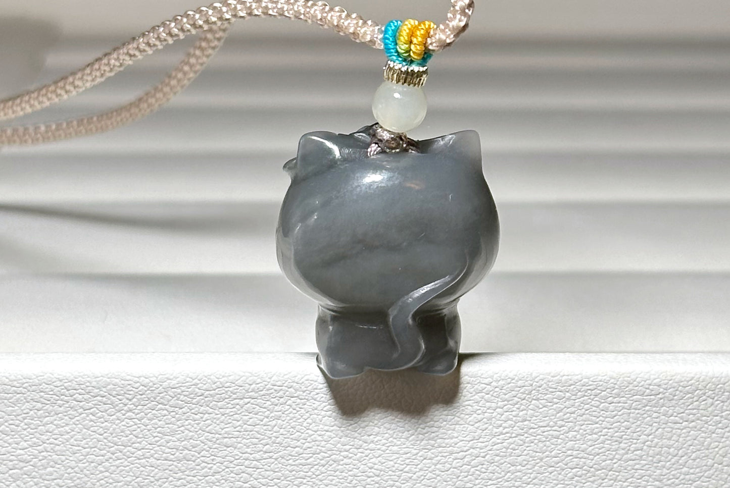 Certified Natural Smoky Purple Nephrite Jade Carved Kitten Pendant, Nephrite Jade Cat Pendant, 天然烟紫和田玉雕刻小猫吊坠