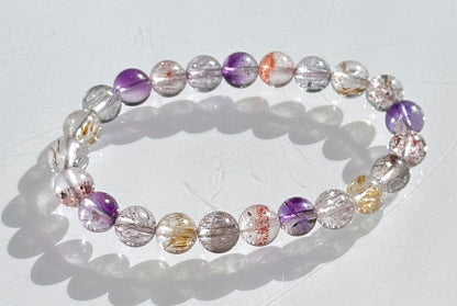 8mm+, Certified Natural Super Seven Bracelet, Super 7 Quartz Bracelet, 天然超七水晶手串