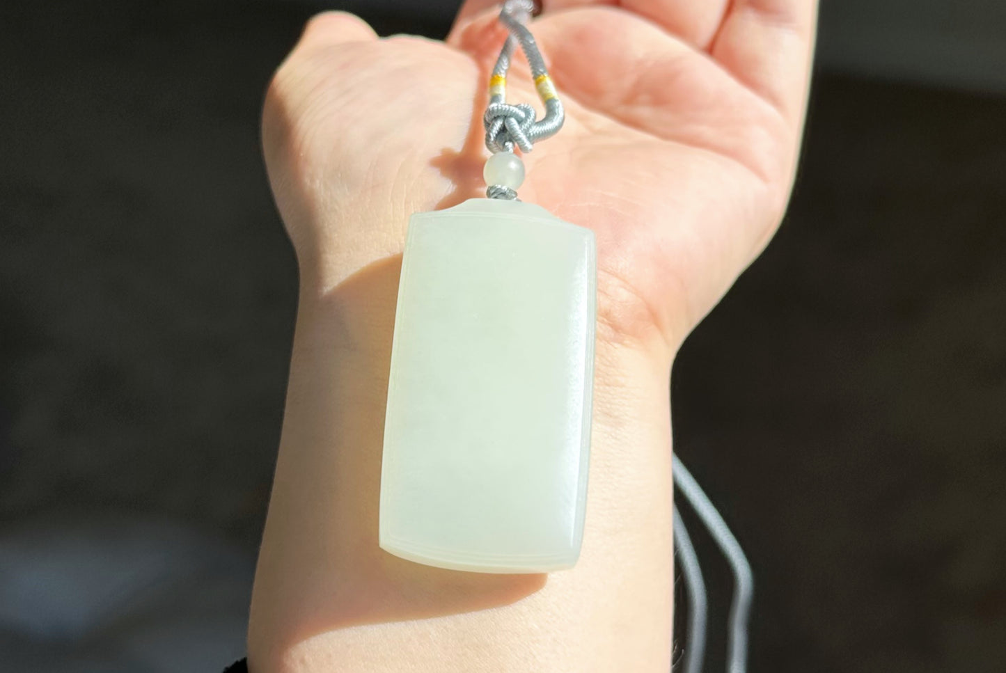 Certified Natural White Nephrite Jade Wushi pai Peace Amulet Pendant, 天然正装35俄巴沙和田白玉无事牌吊坠