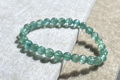 6.5mm, Certified Undyed Icy Transparent Greenish Blue Kyanite Bracelet, Kyanite Bracelet, 稀有透体无烤无染绿蓝晶石