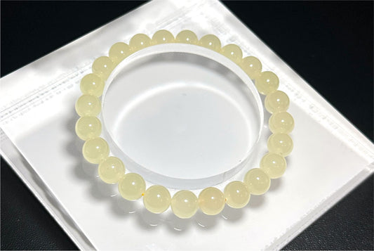 8mm, Certified Natural High Grade Yellow Nephrite Jade Beads Bracelet, Yellow Jade Bracelet, 天然收藏级若羌黄口和田玉手串