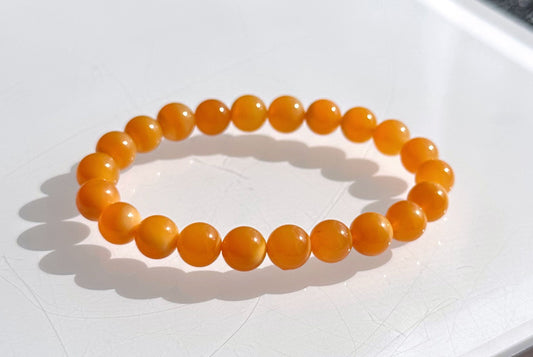 8.5mm+, Natural Myanmar Yellow Agate Bracelet, Fully Jadified Yellow Agate Bracelet, 天然全玉化缅黄手串
