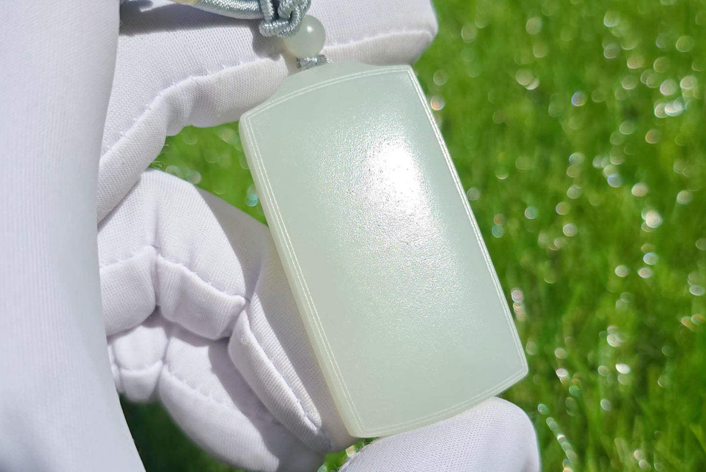 Certified Natural White Nephrite Jade Wushi pai Peace Amulet Pendant, 天然正装35俄巴沙和田白玉无事牌吊坠