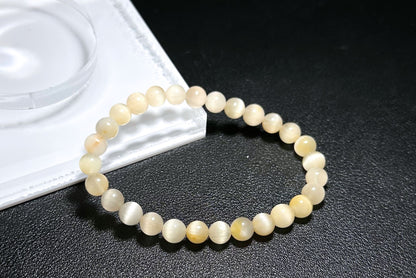 6.5mm+, Certified Top Grade Natural Cream White Rabbit Hair Quartz Bracelet, Cat Eye Rabbit Hair Rutile Quartz Bracelet, 天然收藏级猫眼灰白兔毛手串