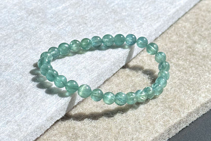 6.5mm, Certified Undyed Icy Transparent Greenish Blue Kyanite Bracelet, Kyanite Bracelet, 稀有透体无烤无染绿蓝晶石