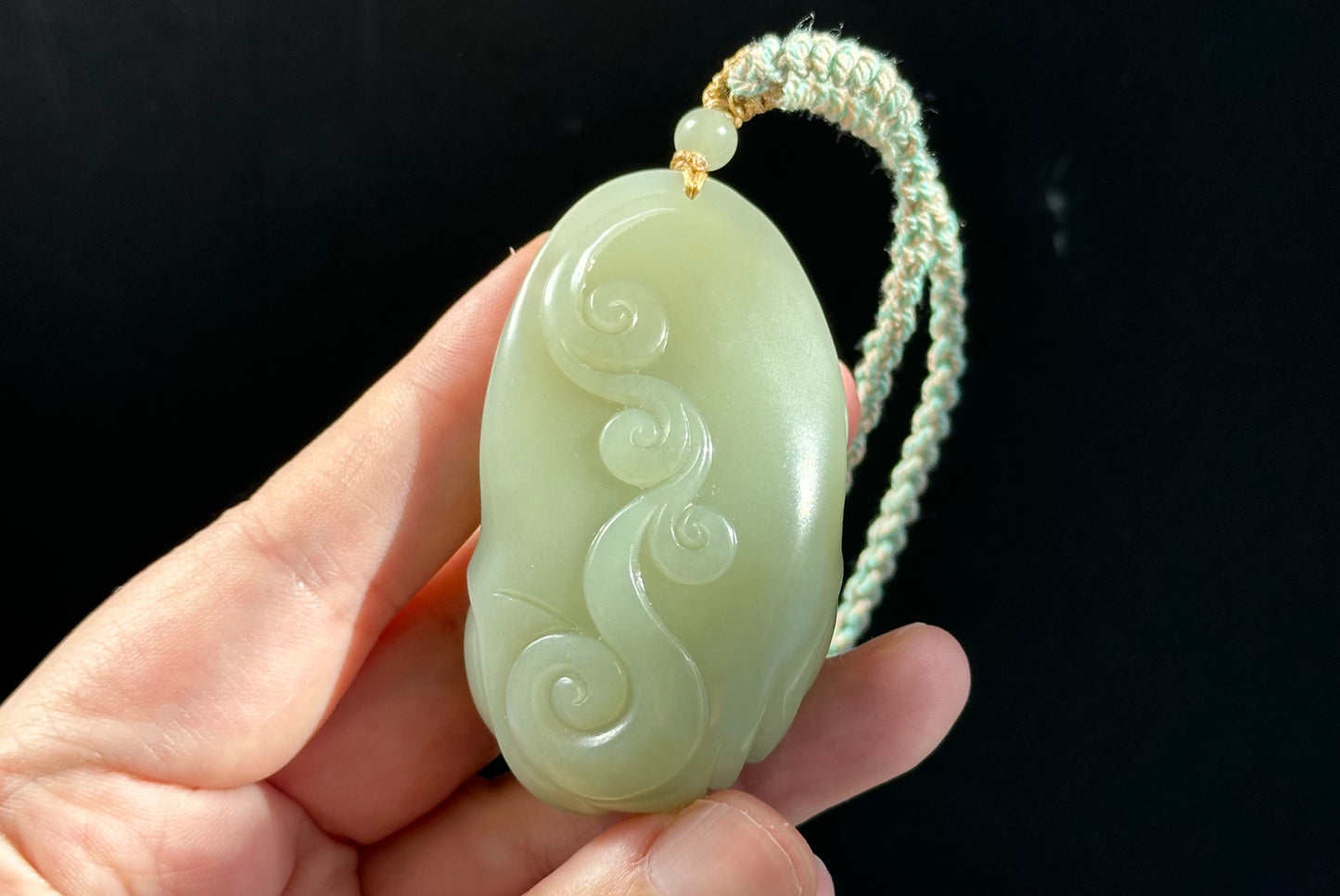 Big 73Grams, Certified Natural Untreated Warm White Nephrite Jade Hand-Carved Maitreya Buddha Pendant, 天然且末和田玉手工雕刻弥勒佛