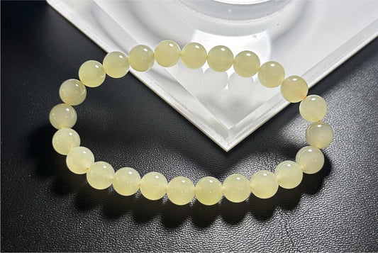 8mm, Certified Natural High Grade Yellow Nephrite Jade Beads Bracelet, Yellow Jade Bracelet, 天然收藏级若羌黄口和田玉手串