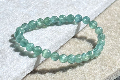6.5mm, Certified Undyed Icy Transparent Greenish Blue Kyanite Bracelet, Kyanite Bracelet, 稀有透体无烤无染绿蓝晶石