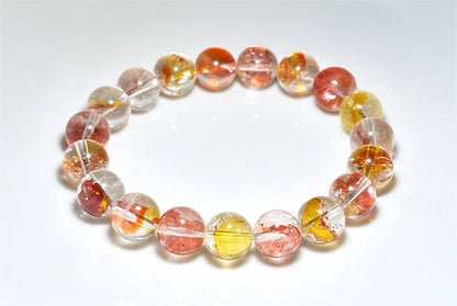 10mm+, Certified Natural Rare High Quality Koi Hematoid Quartz Crystal Beads Bracelet, Natural Hematoid Crystal Bracelet, 天然收藏级锦鲤胶花水晶手串