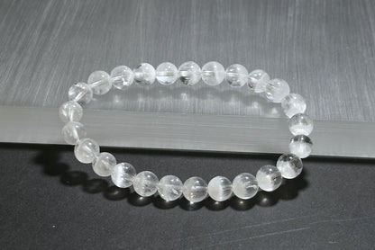 7.5mm+, Certified Natural White Phantom Quartz Beads Bracelet ,Treasure Bowl White Phantom Quartz Bracelet, 天然纯白无杂聚宝盆白幽灵手串