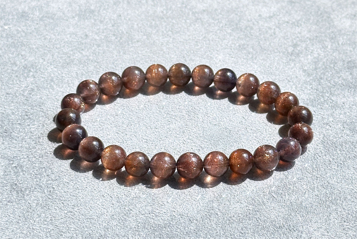 8mm+, Certified Natual Sunstone In Iolite Bracelet, "BLOODSHOT" IOLITE, Natural Cordierite Bracelet,  天然收藏级滴血堇青石金草莓堇青石手串