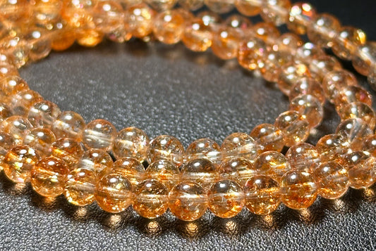 5.5mm+, Certified Collection Grade Natural Orange Golden Sunstone multi Wraps bracelet, Top Grade Sunstone bracelet, 天然收藏级白水体+爆闪大闪片金太阳石多圈