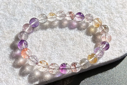 8mm+, Certified Natural Super Seven Bracelet, Super 7 Quartz Bracelet, 天然超七水晶手串