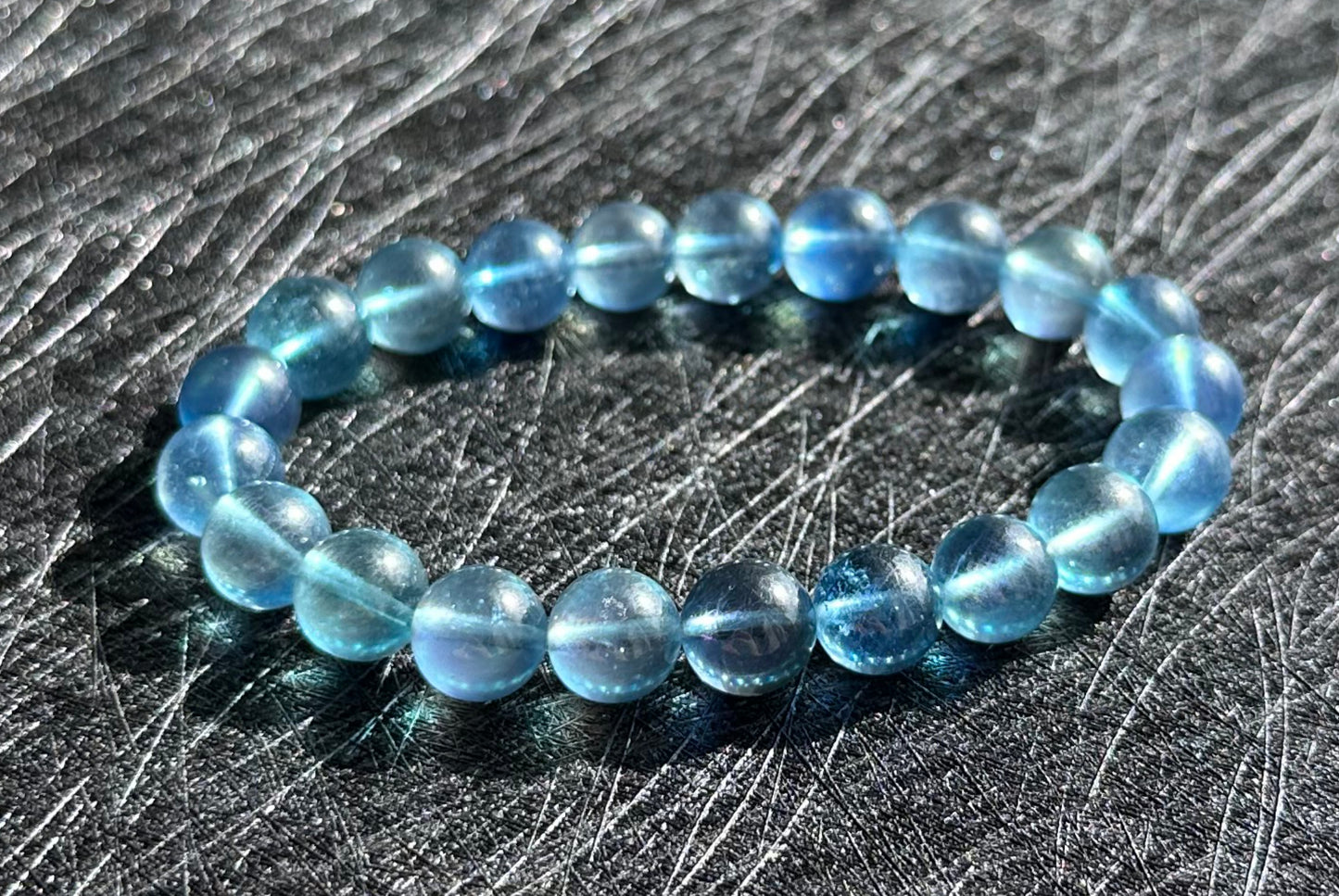 9mm+, Certified Natural Blue Aquamarine Bracelets, High Clarity Deep Blue Aquamarine, 天然高冰透海蓝宝手串