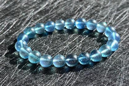 9mm+, Certified Natural Blue Aquamarine Bracelets, High Clarity Deep Blue Aquamarine, 天然高冰透海蓝宝手串