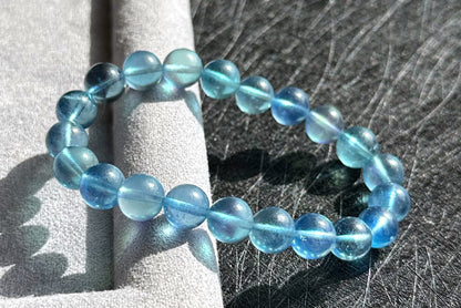 9mm+, Certified Natural Blue Aquamarine Bracelets, High Clarity Deep Blue Aquamarine, 天然高冰透海蓝宝手串