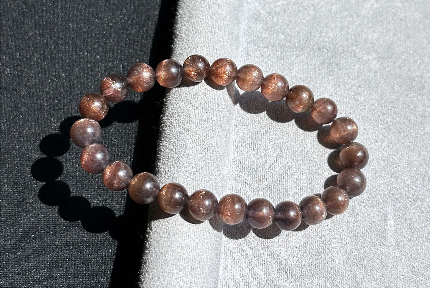 8mm+, Certified Natual Sunstone In Iolite Bracelet, "BLOODSHOT" IOLITE, Natural Cordierite Bracelet,  天然收藏级滴血堇青石金草莓堇青石手串