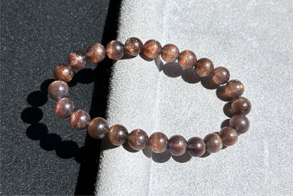 8mm+, Certified Natual Sunstone In Iolite Bracelet, "BLOODSHOT" IOLITE, Natural Cordierite Bracelet,  天然收藏级滴血堇青石金草莓堇青石手串