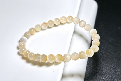 6.5mm+, Certified Top Grade Natural Cream White Rabbit Hair Quartz Bracelet, Cat Eye Rabbit Hair Rutile Quartz Bracelet, 天然收藏级猫眼灰白兔毛手串