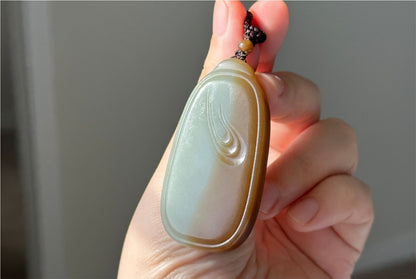 Certified Natural Collector's Choice Blue-with-Sugar Nephrite Jade Wu Shi Pai Pendant, 天然收藏级蓝糖玉正装无事牌