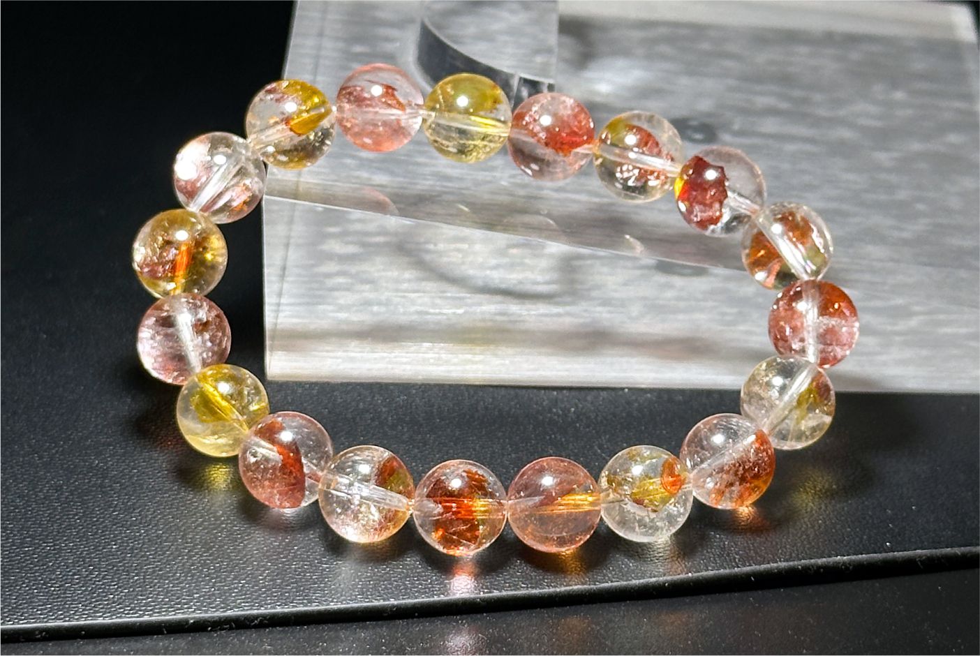 10mm+, Certified Natural Rare High Quality Koi Hematoid Quartz Crystal Beads Bracelet, Natural Hematoid Crystal Bracelet, 天然收藏级锦鲤胶花水晶手串