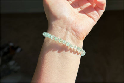6mm+, Certified Natural Rare Emerald Green Phantom Bead Bracelet, Green Phantom Quartz Bracelet, 稀有天然翠幽灵手串