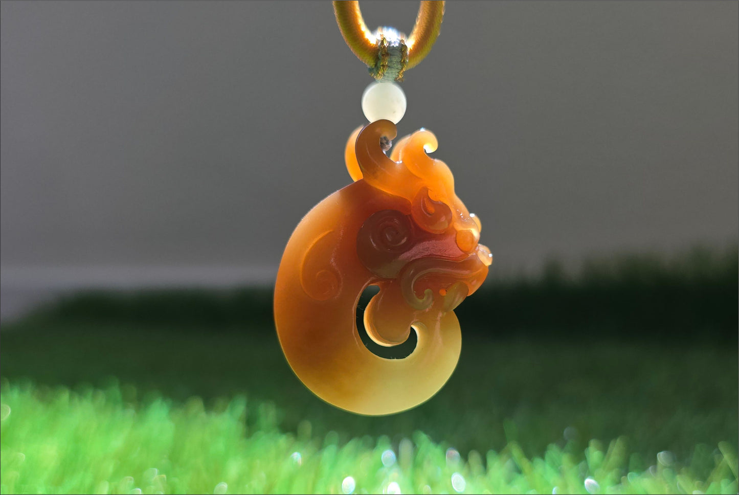Certified Natural Qiemo Sugar and Warm White Nephrite Jade Hand Carved Antique Dragon Pendant, 天然且末糖白和田玉手工雕刻仿古龙精品吊坠