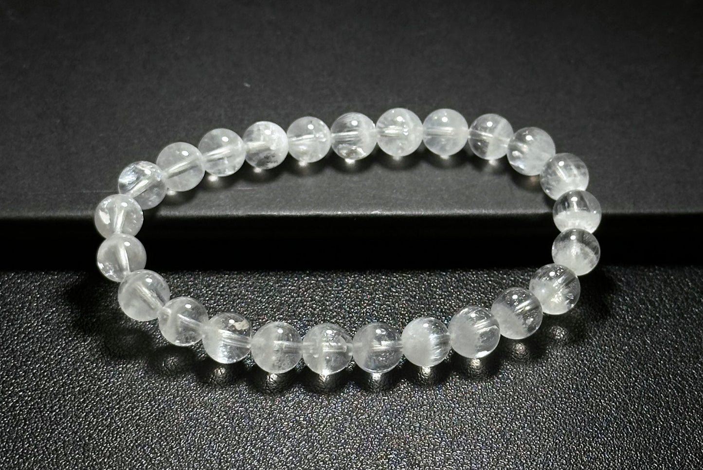 7.5mm+, Certified Natural White Phantom Quartz Beads Bracelet ,Treasure Bowl White Phantom Quartz Bracelet, 天然纯白无杂聚宝盆白幽灵手串