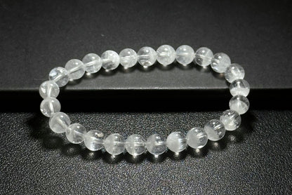 7.5mm+, Certified Natural White Phantom Quartz Beads Bracelet ,Treasure Bowl White Phantom Quartz Bracelet, 天然纯白无杂聚宝盆白幽灵手串