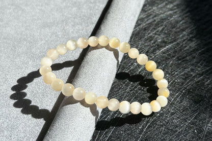 6.5mm+, Certified Top Grade Natural Cream White Rabbit Hair Quartz Bracelet, Cat Eye Rabbit Hair Rutile Quartz Bracelet, 天然收藏级猫眼灰白兔毛手串