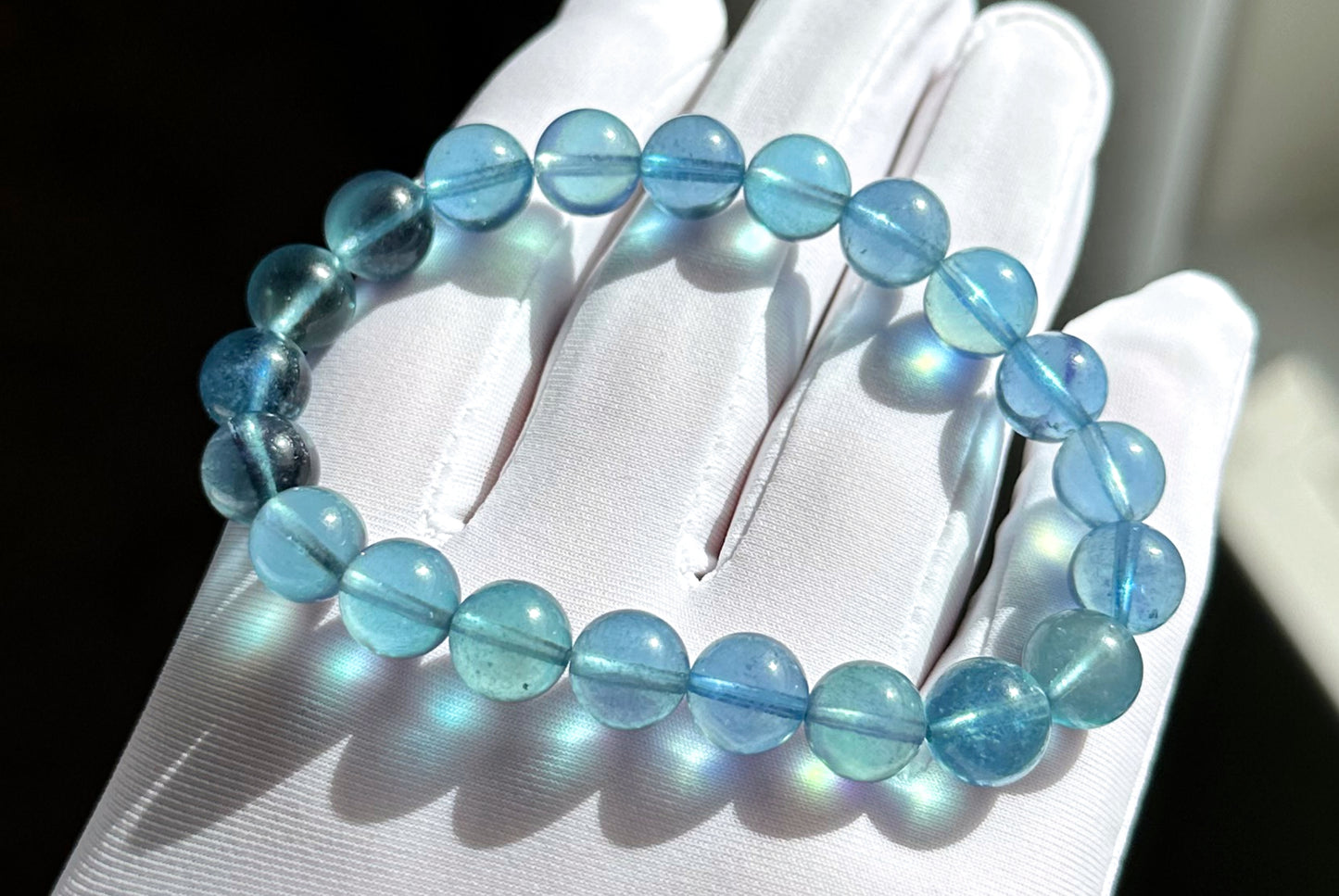 9mm+, Certified Natural Blue Aquamarine Bracelets, High Clarity Deep Blue Aquamarine, 天然高冰透海蓝宝手串