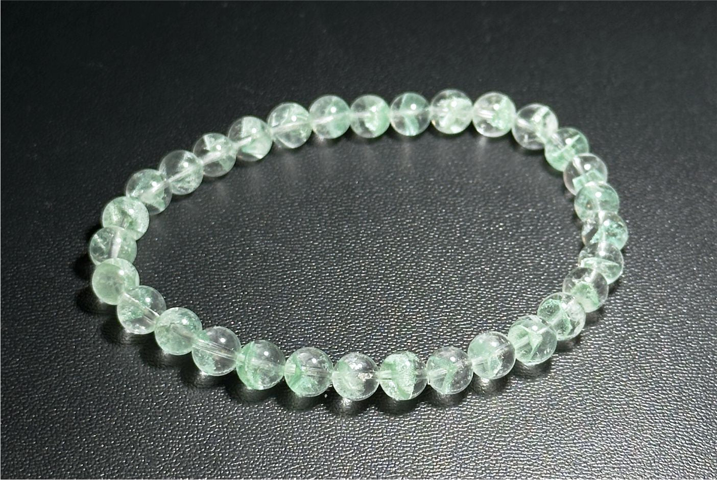 6mm+, Certified Natural Rare Emerald Green Phantom Bead Bracelet, Green Phantom Quartz Bracelet, 稀有天然翠幽灵手串