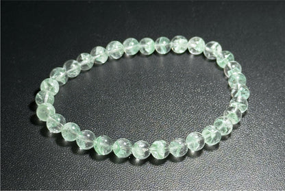 6mm+, Certified Natural Rare Emerald Green Phantom Bead Bracelet, Green Phantom Quartz Bracelet, 稀有天然翠幽灵手串
