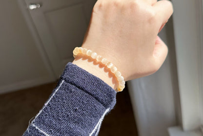 6.5mm+, Certified Top Grade Natural Cream White Rabbit Hair Quartz Bracelet, Cat Eye Rabbit Hair Rutile Quartz Bracelet, 天然收藏级猫眼灰白兔毛手串