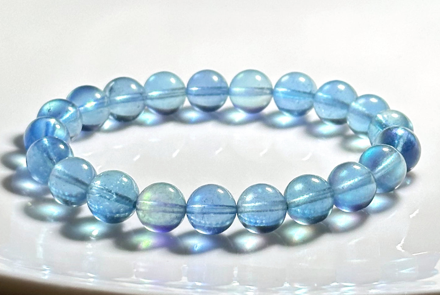 9mm+, Certified Natural Blue Aquamarine Bracelets, High Clarity Deep Blue Aquamarine, 天然高冰透海蓝宝手串
