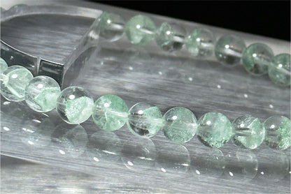 6mm+, Certified Natural Rare Emerald Green Phantom Bead Bracelet, Green Phantom Quartz Bracelet, 稀有天然翠幽灵手串
