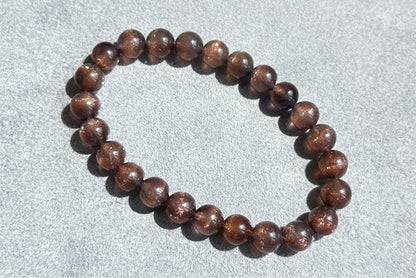 8mm+, Certified Natual Sunstone In Iolite Bracelet, "BLOODSHOT" IOLITE, Natural Cordierite Bracelet,  天然收藏级滴血堇青石金草莓堇青石手串