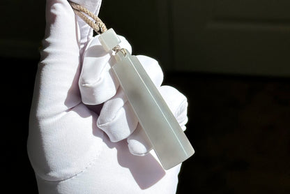 Certified Natural Smoky Gray Nephrite Jade Carved Triangle-Bar Pendant, 天然烟灰和田玉吊坠