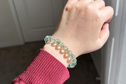 9mm+, Certified High Grade Natural Undyed Green Phantom Quartz Bracelet, High Clarity Green Phantom Bracelet, 鬼佬财神天然绿幽灵手串