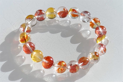 10mm+, Certified Natural Rare High Quality Koi Hematoid Quartz Crystal Beads Bracelet, Natural Hematoid Crystal Bracelet, 天然收藏级锦鲤胶花水晶手串