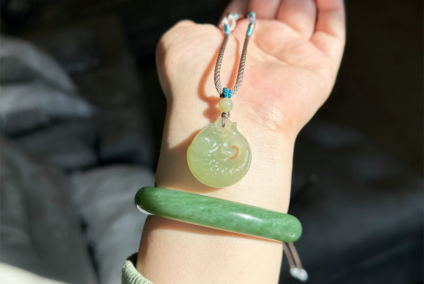 Certified Natural Qingshui Nephrite Jade Carved Koi Fish Pendant, 天然晴水和田玉雕刻锦鲤吊坠